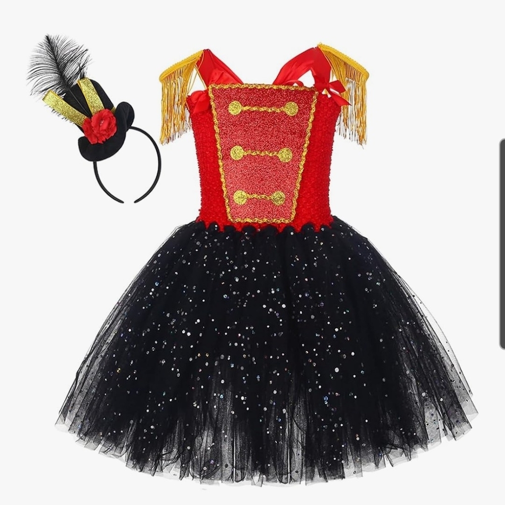 Red and Black Circus Ringmaster Kids Costume For 8-9 Year Olds and 1-2T
